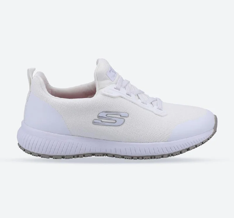 Wide - Width Women's Sneakers for Comfortable Fit for Those with Wider FeetWomen's Wide Fit Skechers 77222EC Squad SR Occupational Sneakers - White