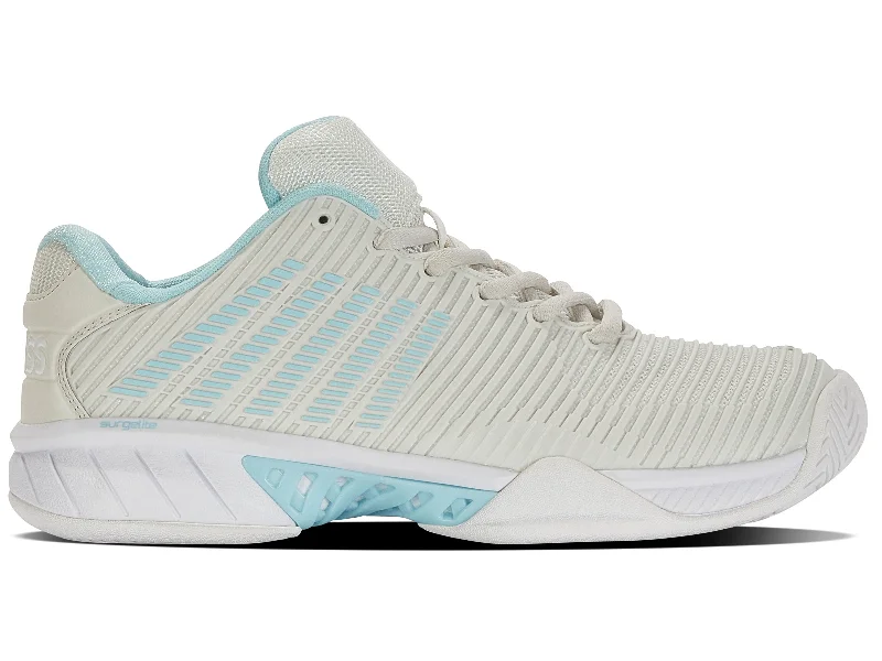 Women's tennis shoes with a knit upper for flexibility96613-089-M | HYPERCOURT EXPRESS 2 | VAPOROUS GRAY/WHITE/BLUE GLOW