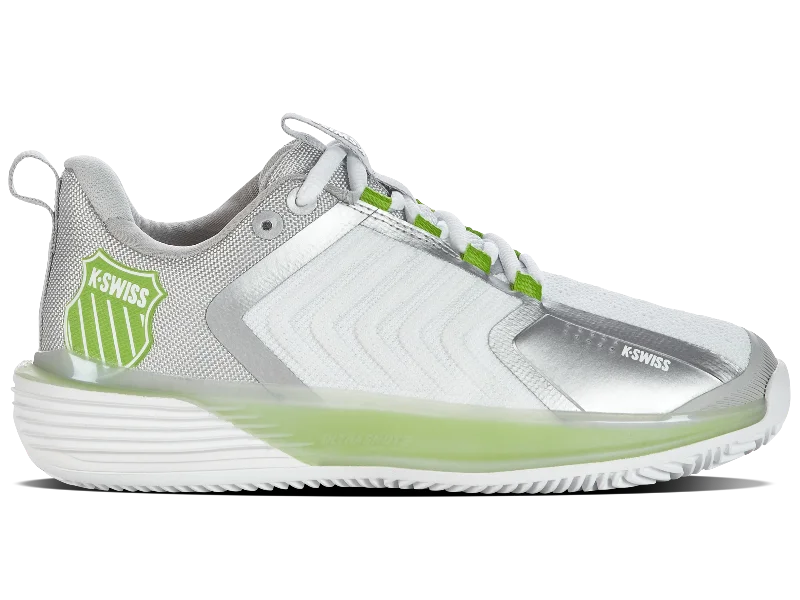 Women's mid - cut tennis shoes for balanced protection98415-956-M | ULTRASHOT 3 HB | WHITE/GRAY VIOLET/LIME GREEN