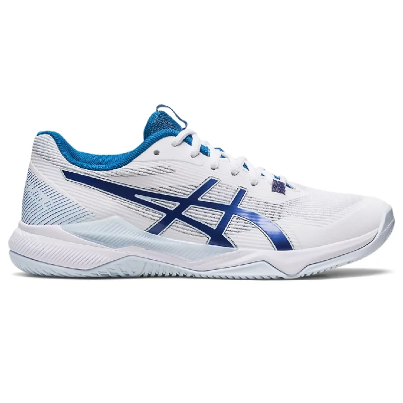 Women's tennis shoes with a double - layer sole for added protectionAsics Gel Tactic Women Tennis Shoes -White/Indigo Blue