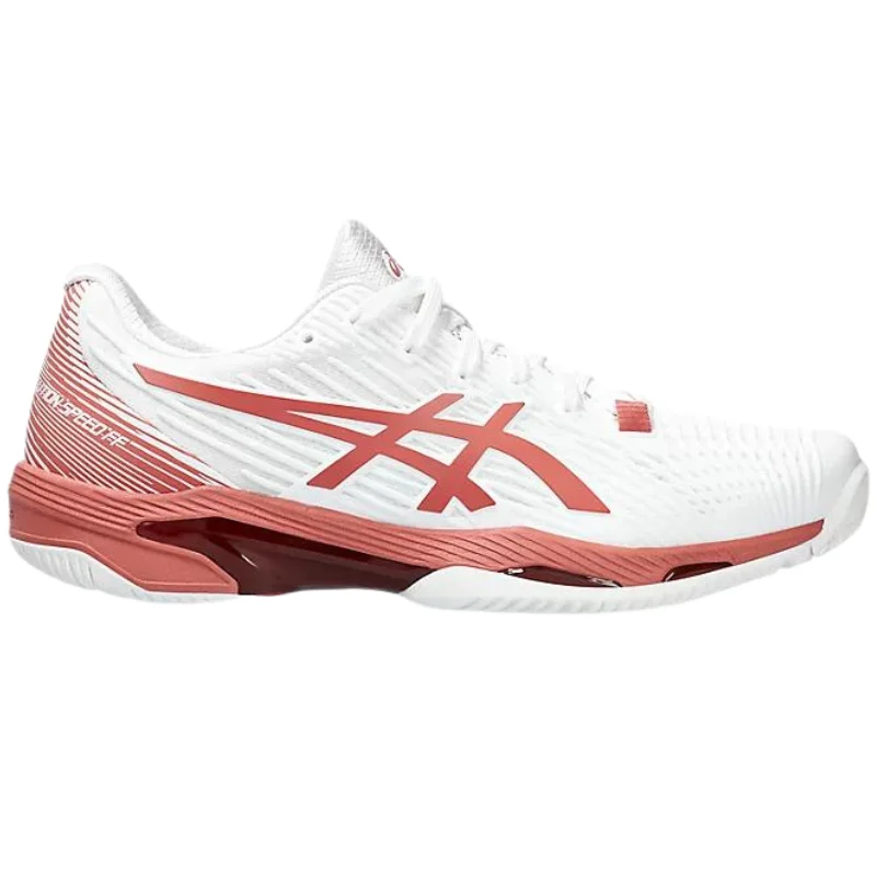 Women's flexible synthetic tennis shoes for agile movementAsics Solution Speed FF 2 Womens Tennis Shoes - White/Light Garnet