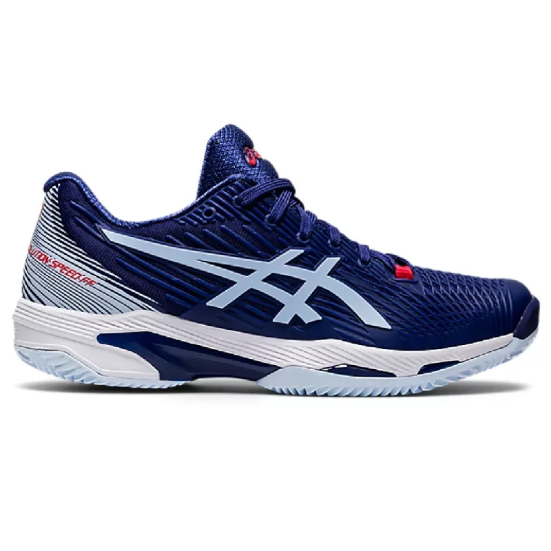 Women's tennis shoes with a brand - logo accent for brand loyaltyAsics Womens Solution Speed FF2 Clay Tennis Shoes - Dive Blue/Soft Sky