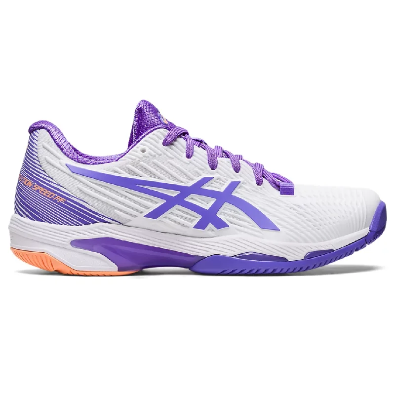 Women's tennis shoes with a TPU heel counterAsics Women Solution Speed FF 2 Tennis Shoes - White/Amethyst