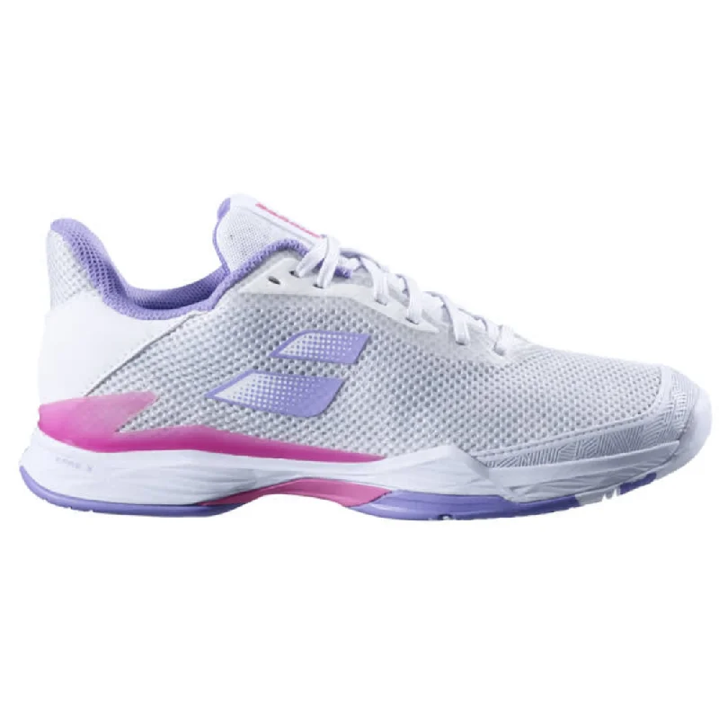 Women's tennis shoes with a textured upper for better gripBabolat Jet Tere All Court Women Tennis Shoes - White/Lavender