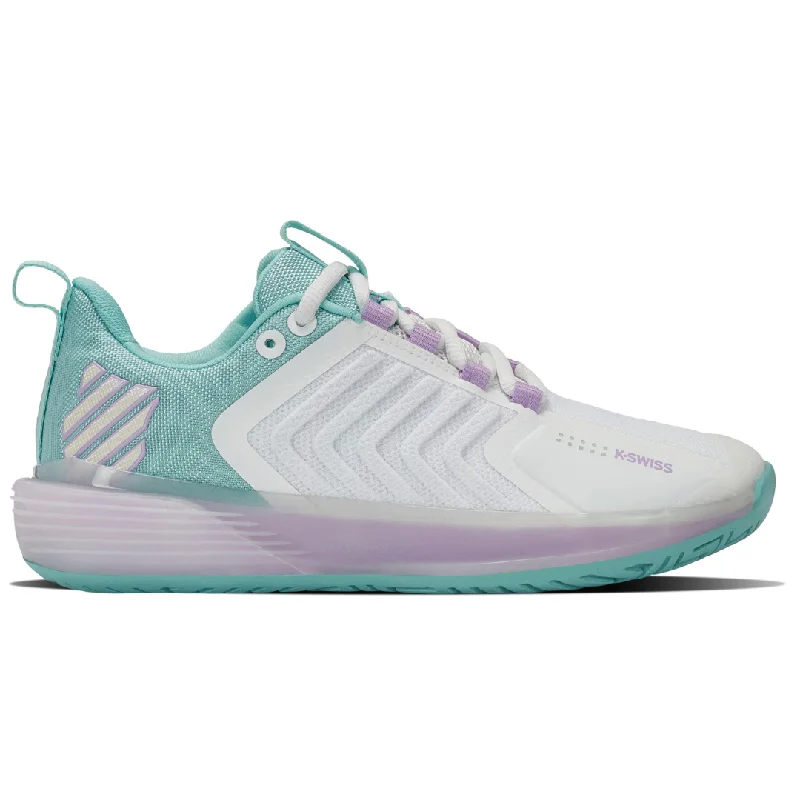 Women's tennis shoes for hard courts with shock - resistant featuresK Swiss Ultrashot 3 AC Women Tennis Shoes -  White/Angel Blue/Lilac