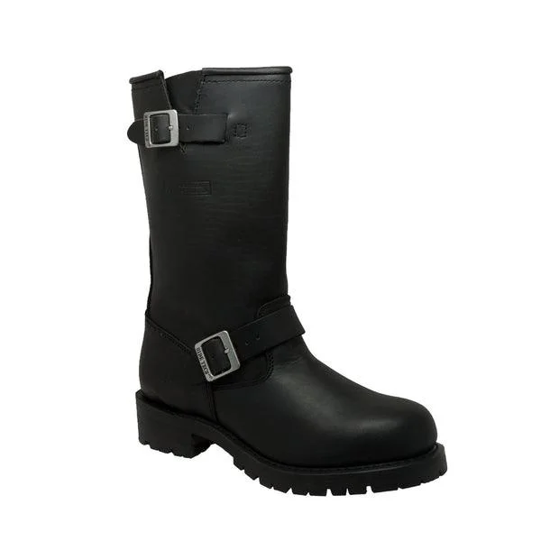 Women's buckle - detail biker boots for a tough look1440 Men's Black Engineer Soft Boots