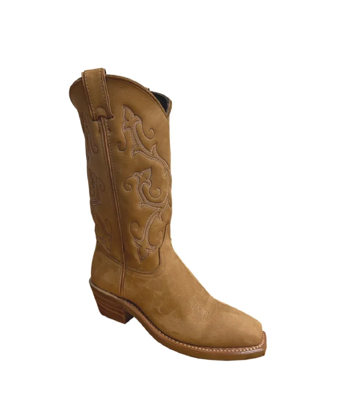 women's cowboy boots with lace-up detailAbilene Boots Womens 11in Medium Square Toe Tan Nubuck Cowboy Boots