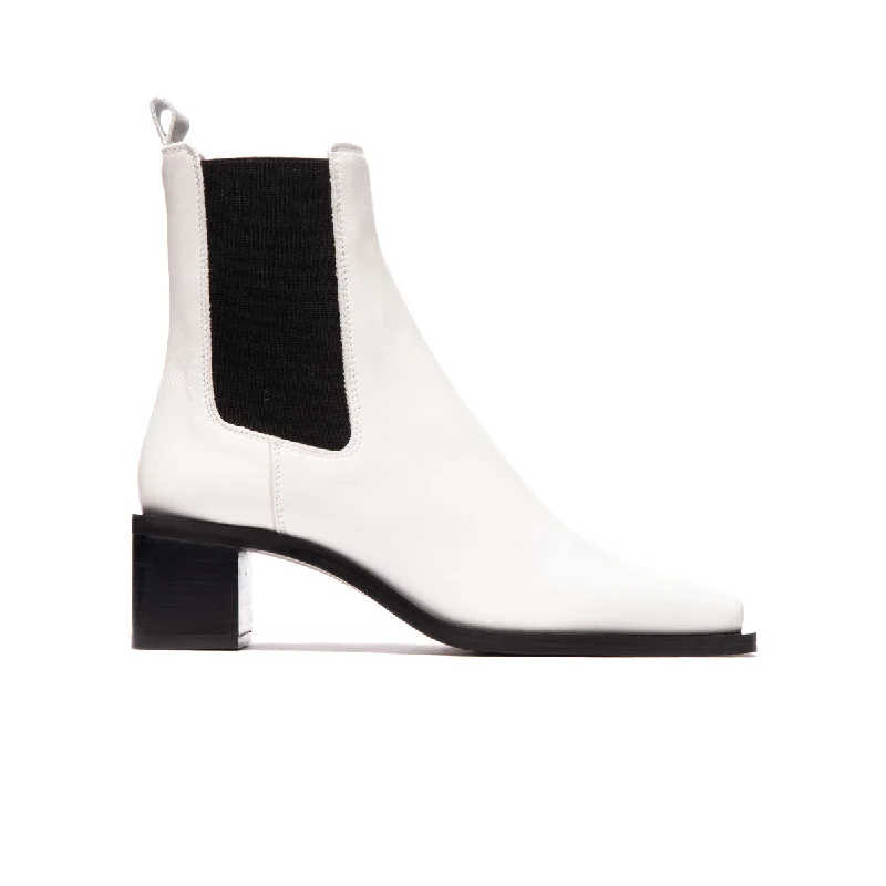 women's ankle boots for casual wearAlbans White Leather