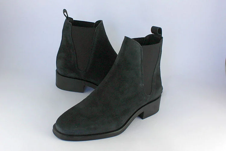 women's ankle boots with block heels'Alpe Couture' Suede Black Ankle Boot