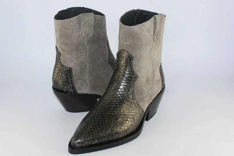 suede ankle boots for women'Alpe Holly Snake' Suede Grey and Metallic Snake Ankle Boot