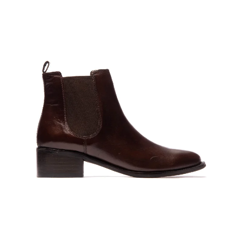 women's ankle boots with unique patternsAriano Dark Brown Leather