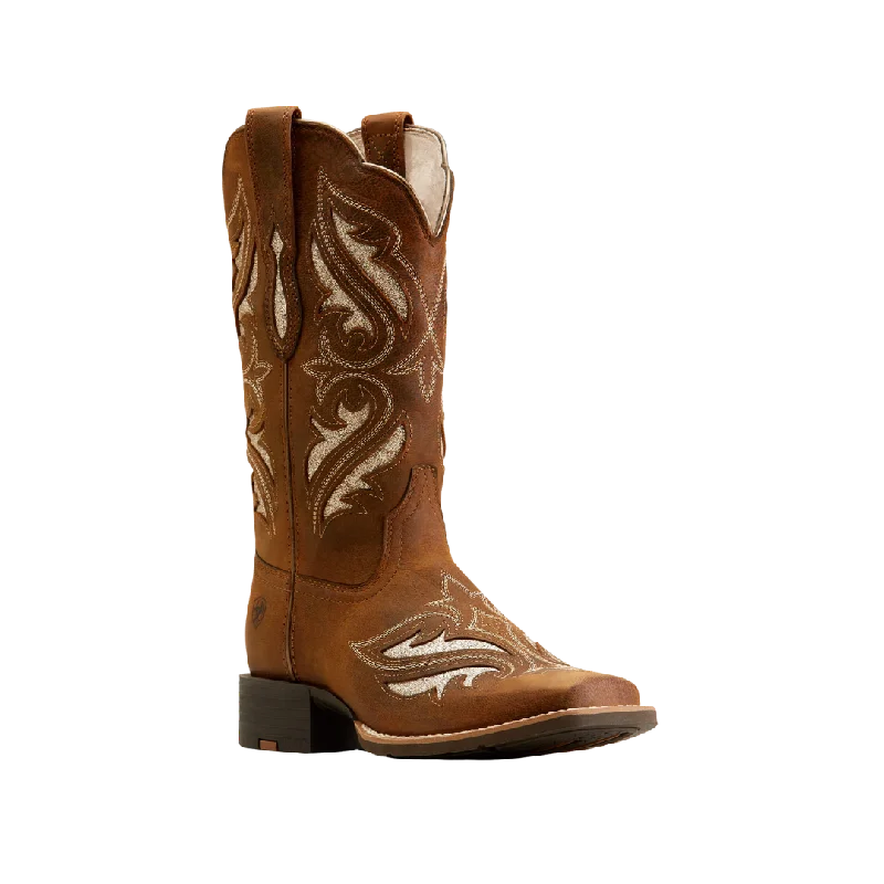 women's cowboy boots with embroideryAriat Women's Round Up Bliss Brown Boots