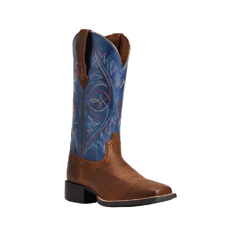 women's embroidered cowboy bootsAriat Women's Round Up Wide Sassy Brown Square Toe Boot