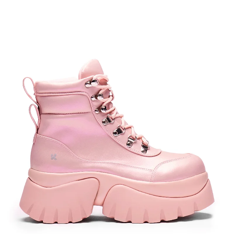 women's ankle boots with perforationsGooey Bubblegum 'Monster' Platform Boots