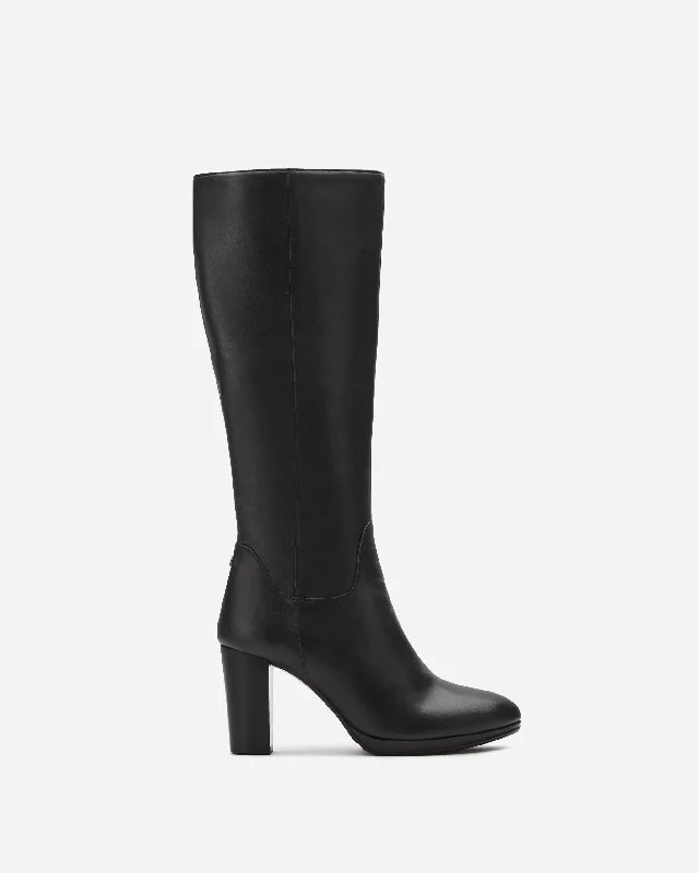 women's heeled boots with square toesBelmore Knee High Boots in Black Leather