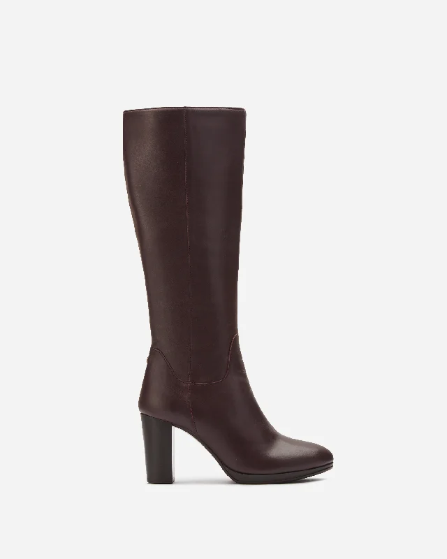 women's heeled boots for dancingBelmore Knee High Boots in Burgundy Leather