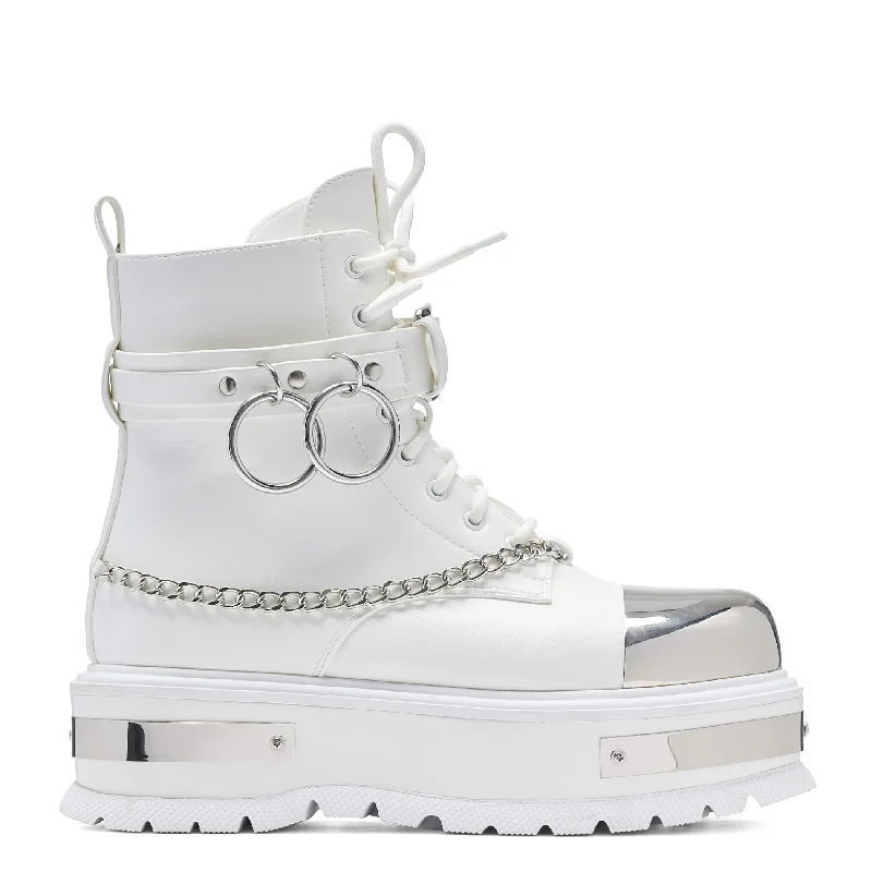 women's lace-up ankle bootsBorin Hardware Platform Boots - White