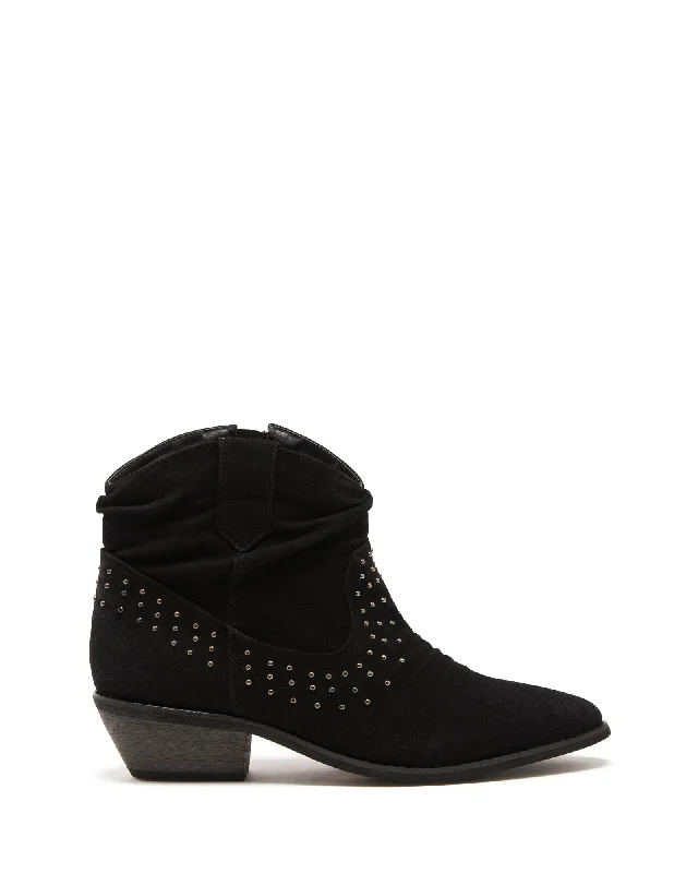 women's flat ankle bootsCardiff Boot Black Suede