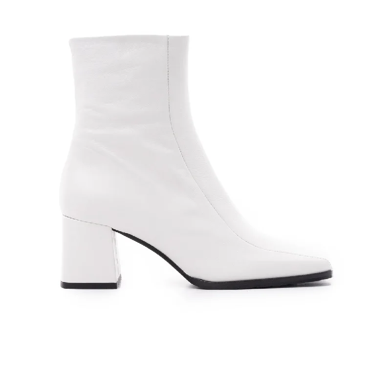 women's ankle boots with kitten heelsCarlton White Leather