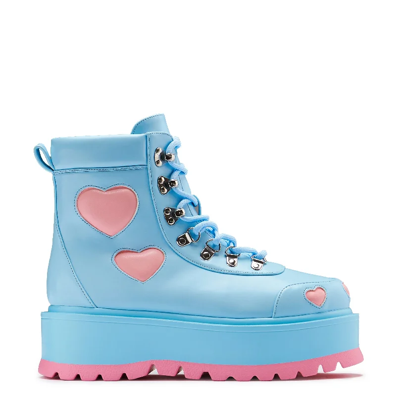 women's heeled ankle bootsChibi Cherub Kawaii Heart Boots - Blue