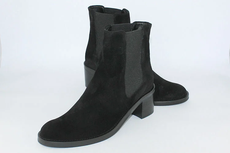 women's ankle boots with square toeBlack Suede Heeled Boot