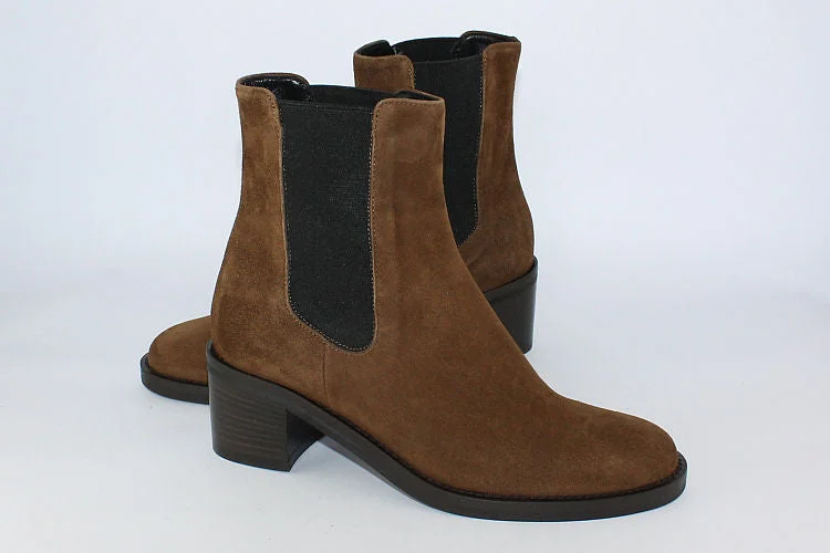 women's ankle boots with strapsChestnut Brown Suede Heeled Boot