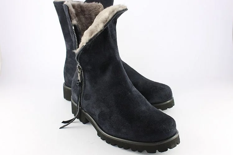 women's ankle boots for special occasionsNavy Suede Sheepskin Ankle Boots