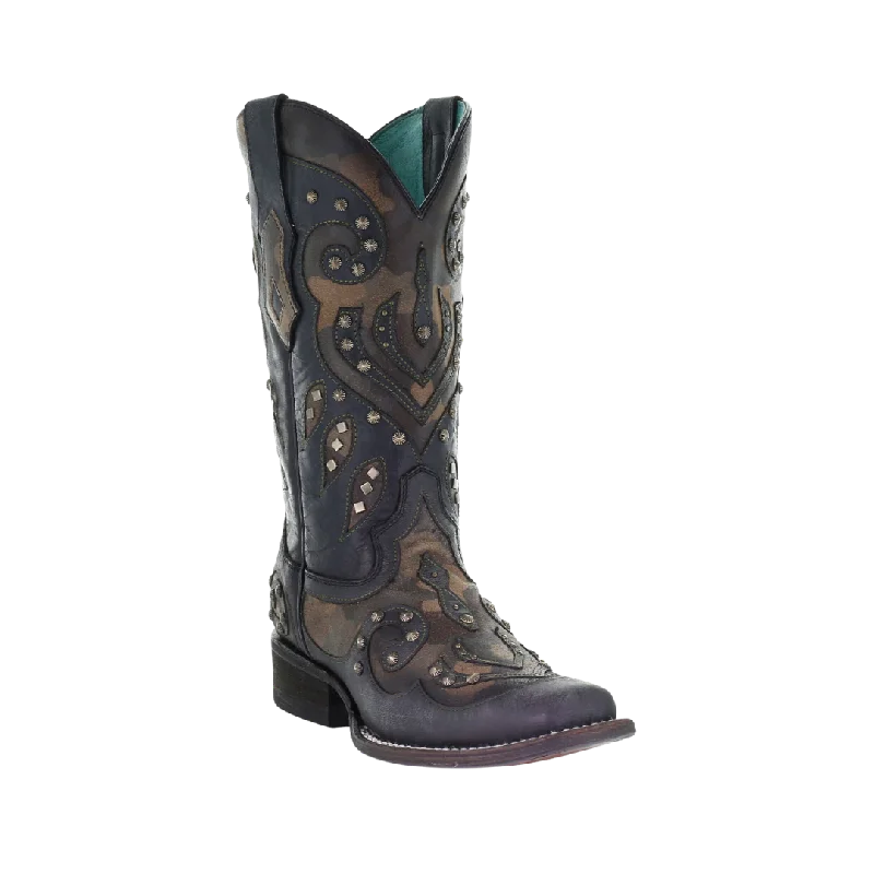 women's cowboy boots for festivalsCorral Women's Camo Inlay Black Boots