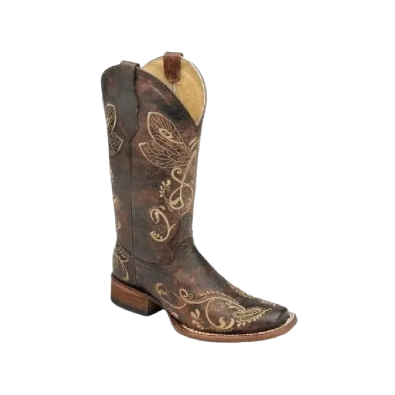 women's cowboy boots with fringeCorral Women's Dragonfly Embroidered Distressed Brown Boots