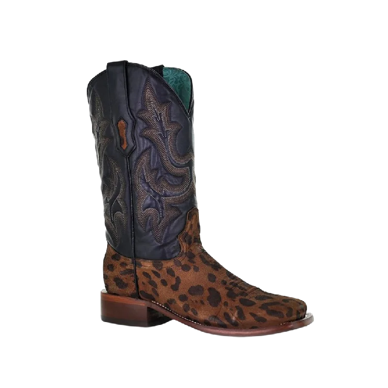 women's cowboy boots with rhinestonesCorral Women's Overlay Studs Square Toe Turquoise Brown Boots