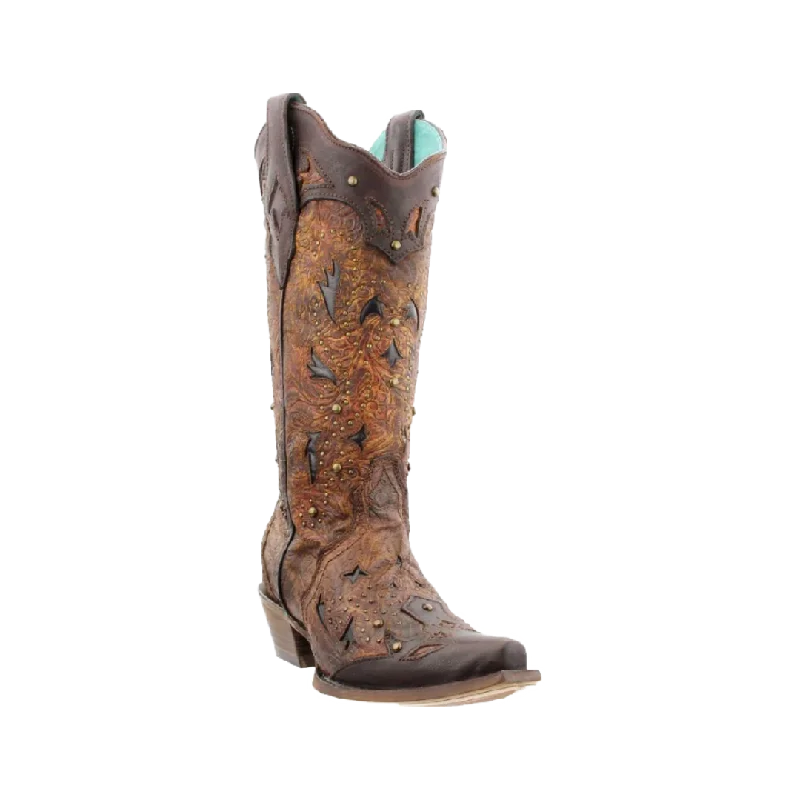 women's cowboy boots with block heelCorral Women's Studded Embossed Western Boots