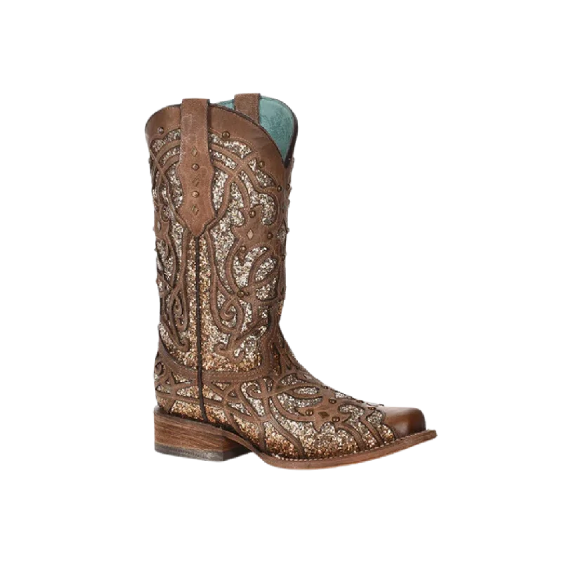 women's cowboy boots with floral designsCorral Women's Glittered Square Toe Oryx Boots