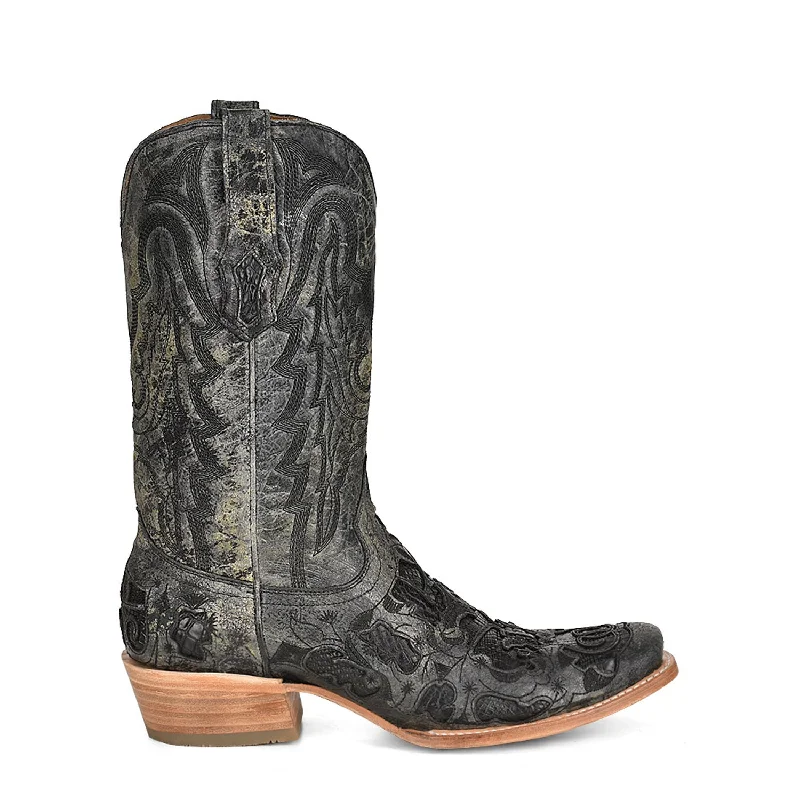 women's cowboy boots with high heelCorral Womens Inlay Horseman Toe Black Alligator Leather 12.5in Cowboy Boots