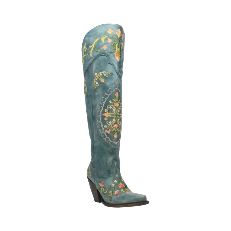 women's cowboy boots for fashionDan Post Boot Women's Flower Child Leather Turquoise Boots