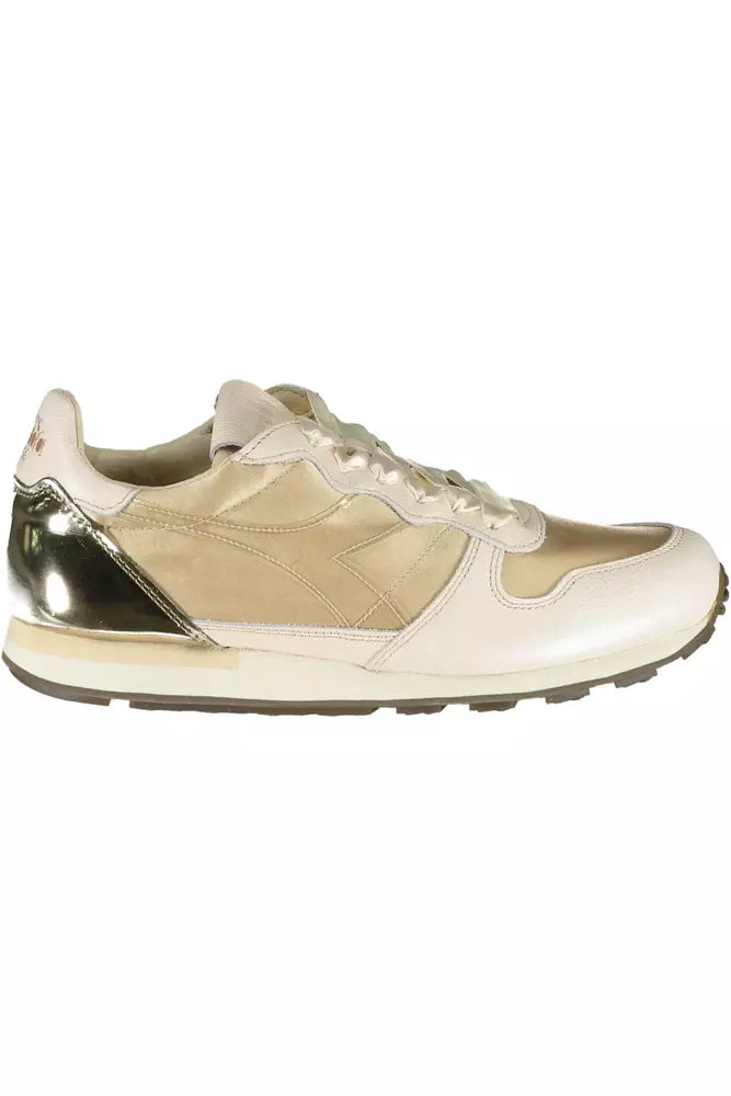 women's booties for fashionDiadora Beige Lace-Up Sneaker with Contrasting Details