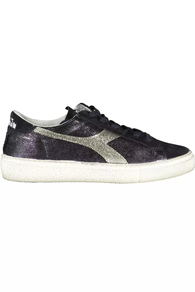 women's winter bootiesDiadora Elegant Black Lace-Up Sneakers with Contrasting Details