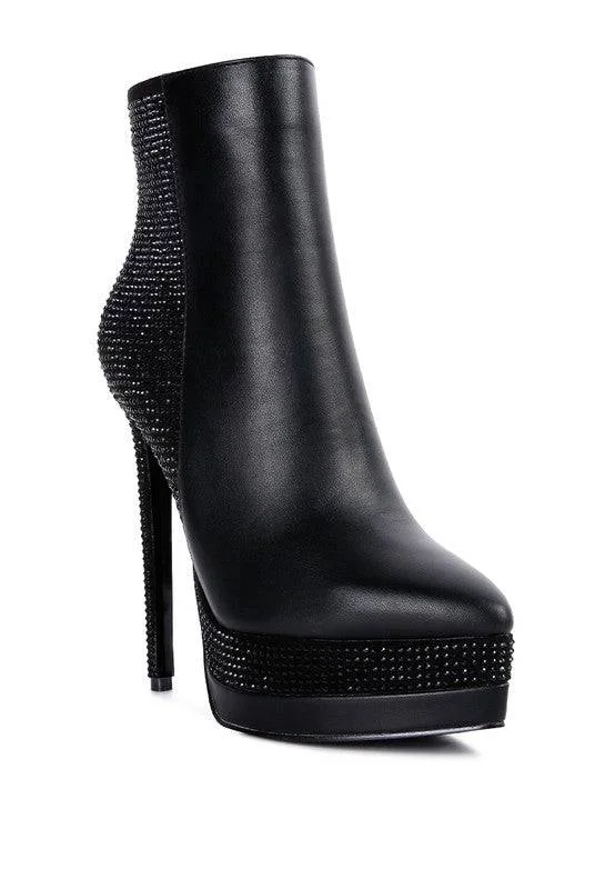 women's booties with platformENCANTO Diamante Set High Heeled Ankle Boot