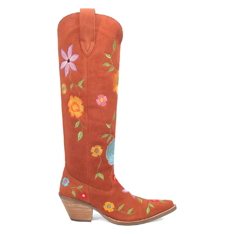 women's cowboy boots with block heelFlower Power Floral Snip Toe Cowboy Boots