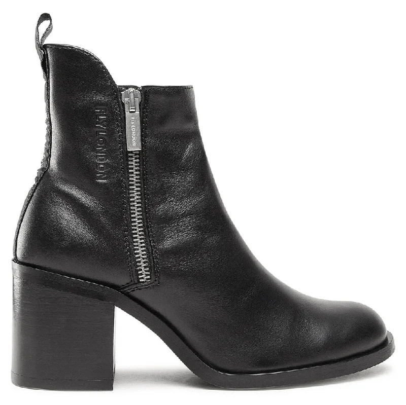 women's ankle boots for dancingAder912Fly Leather Zip Up Women's Block Heel Boots