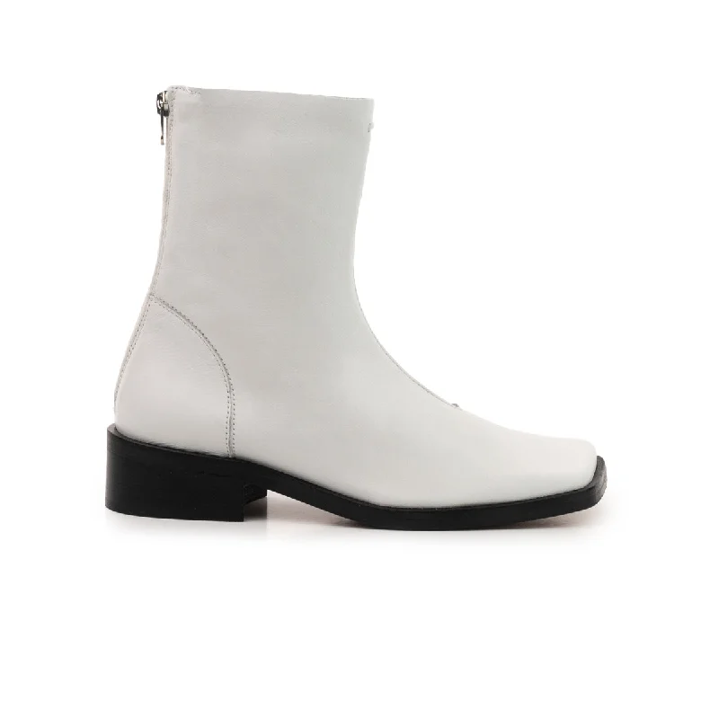 women's ankle boots for eveningJaca White Leather