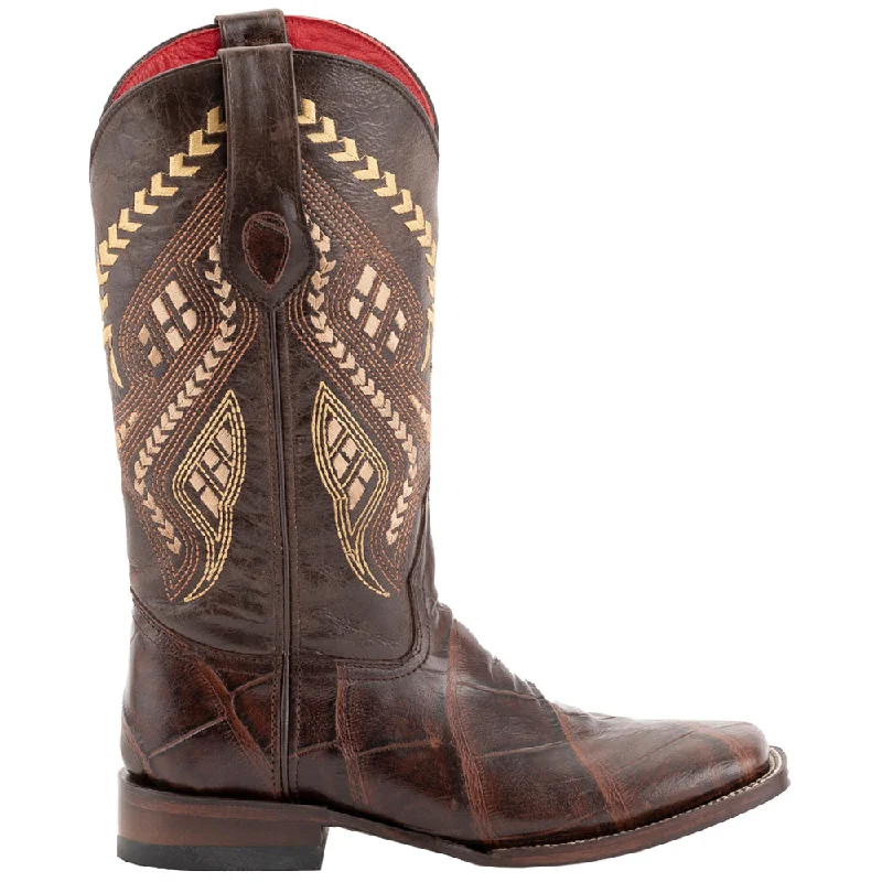 women's cowboy boots with ankle boots styleJesse Alligator Embroidery Square Toe Cowboy Boots