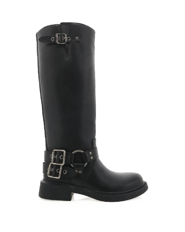 Women's fur - lined biker boots for extra warmthKAYLEN - BLACK