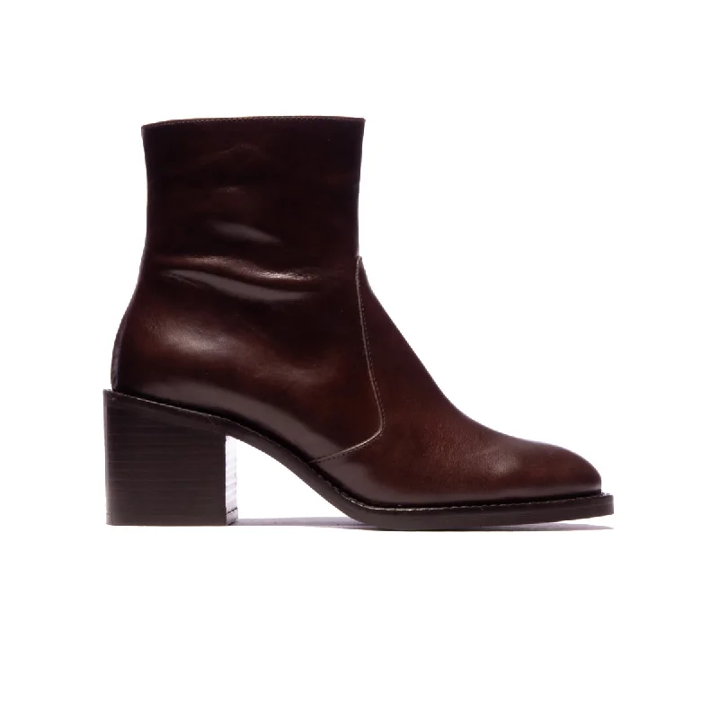 women's ankle boots with embroideryKeats Brown Leather