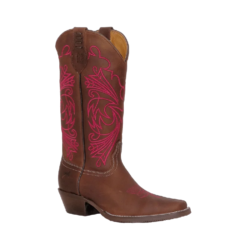 women's suede cowboy bootsInternational M Women's Brown Pink Embroidered Boot