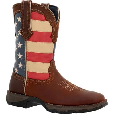 women's waterproof moto bootsLady Rebel by DurangoÂ Patriotic Womens PullOn Western Flag Boot