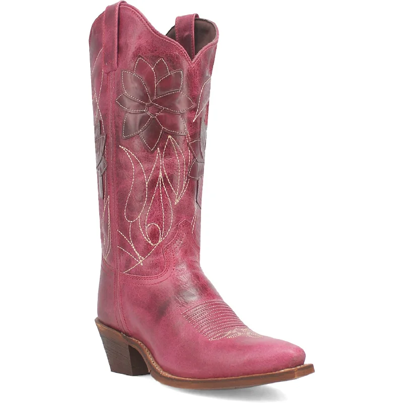 women's cowboy boots with lace-up detailLaredo Womens Paislee Pink Leather Cowboy Boots 9 M