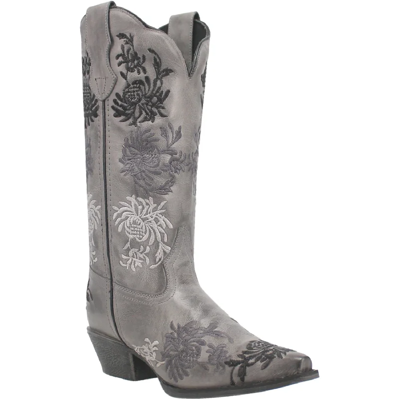 women's cowboy boots with low heelLaredo Womens Sylvan Grey Leather Cowboy Boots 6.5 M