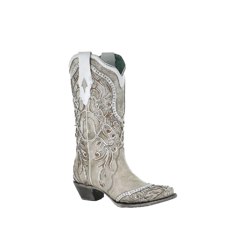 women's cowboy boots with pull strapsCorral Boots Women's Black Overlay Embroidered Boot