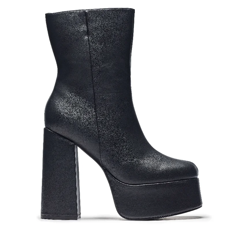 women's ankle boots with unique patternsLexus Black Platform Heeled Boots