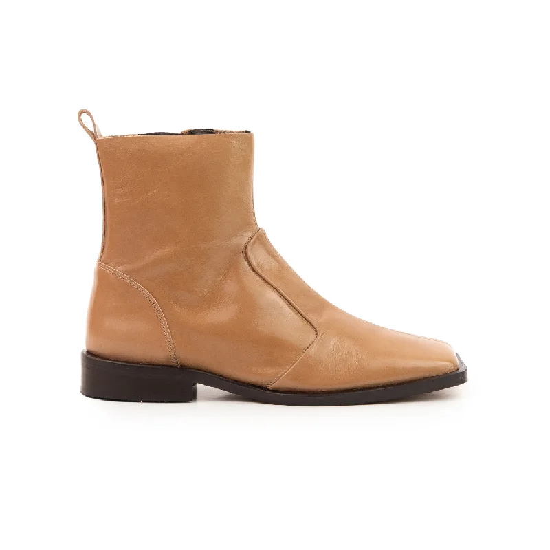 women's combat ankle bootsLinea Camel Leather